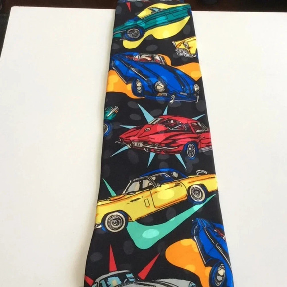 Multi-Colored Car Themed Handmade Silk Tie - Picture 6 of 6